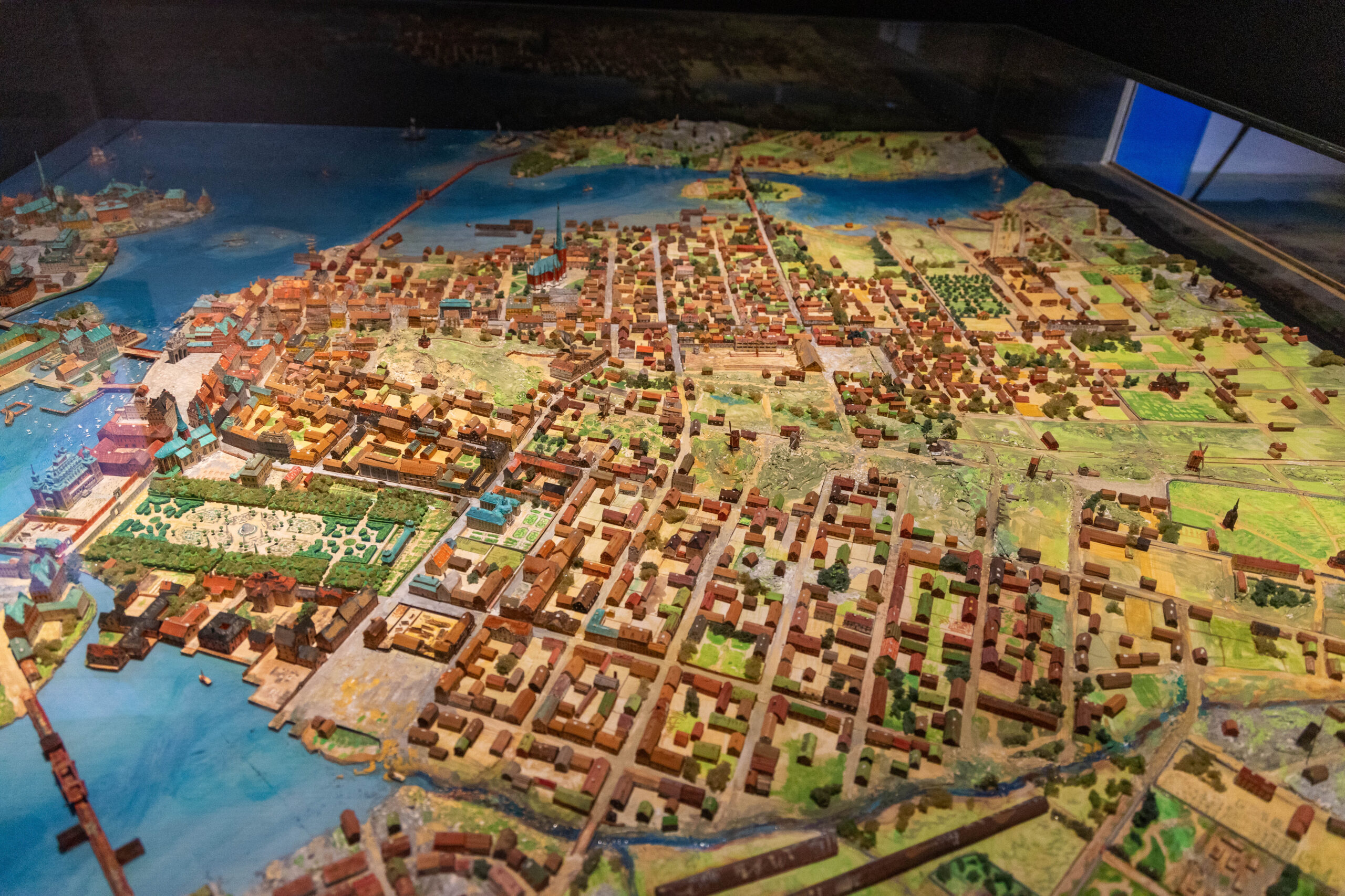 Top down miniature model of Stockholm Sweden. At Stockholm City Museum.