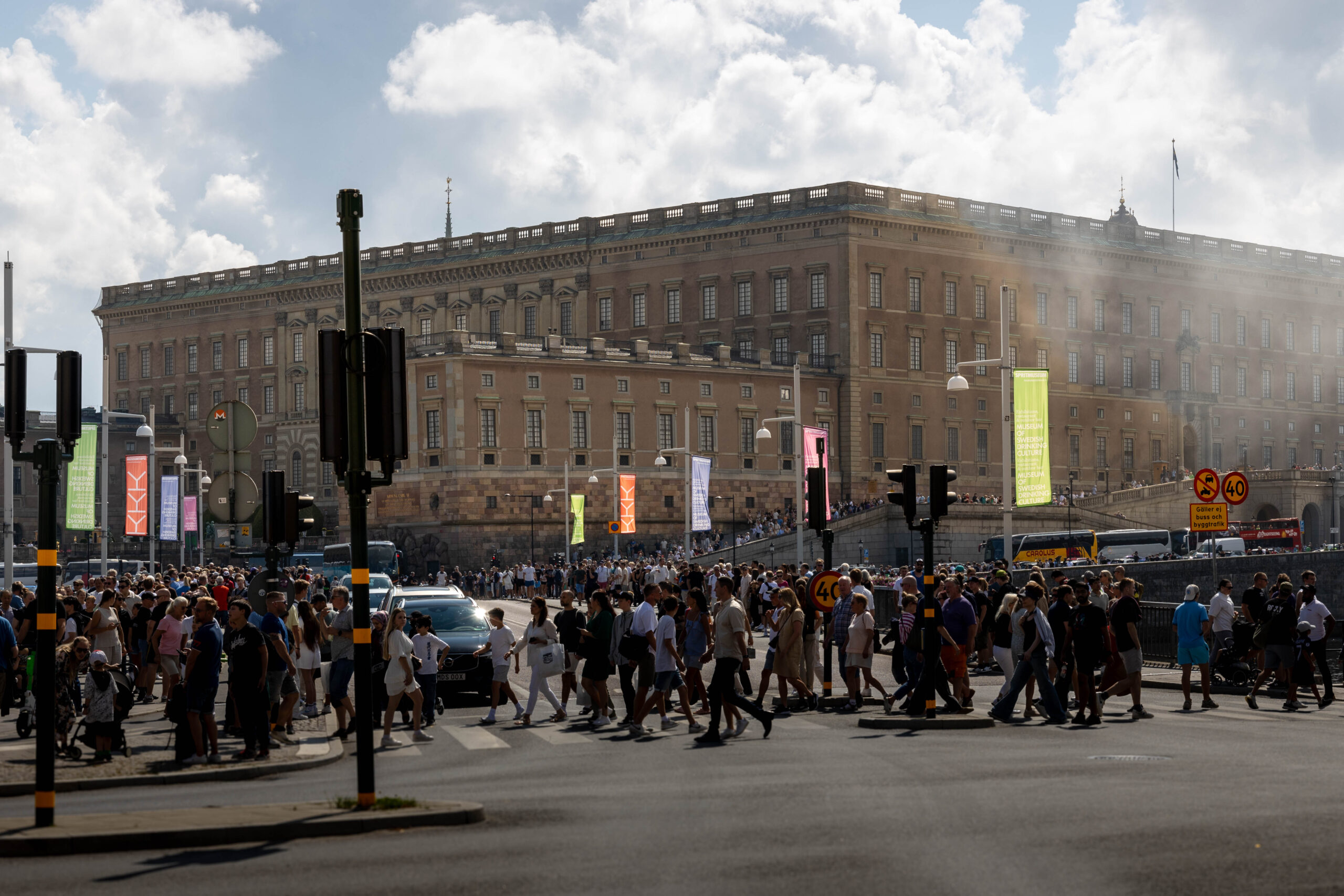 Crowd in front of Stockholm Royal Palace