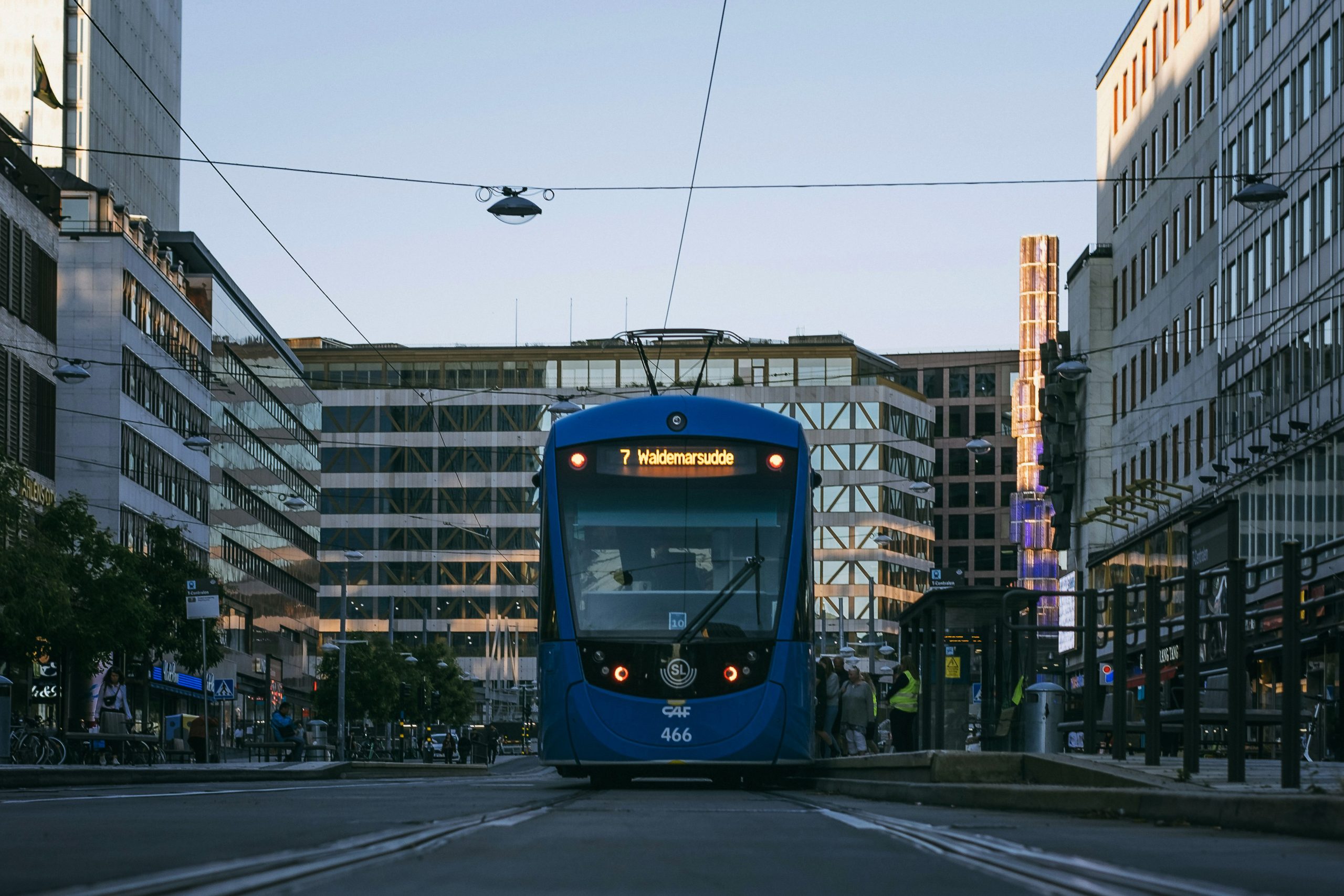 A tram at T-centralen, Stockholm, Sweden.