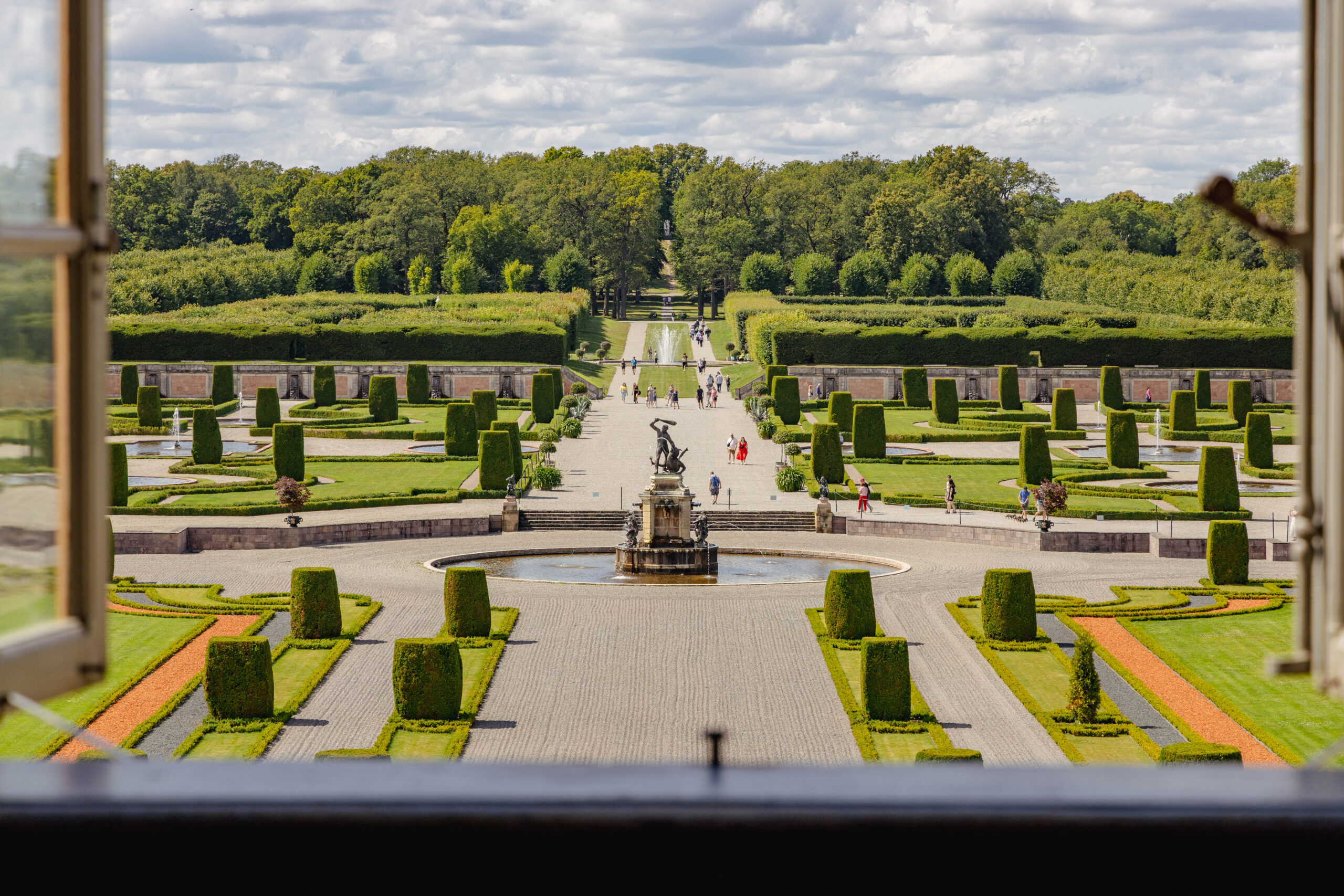 View of palace garden from Drottningholm Palace window