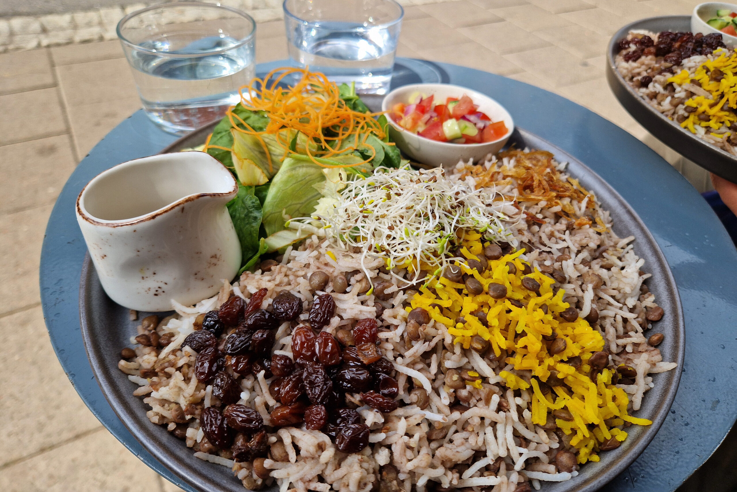 Plate of food at vegan café