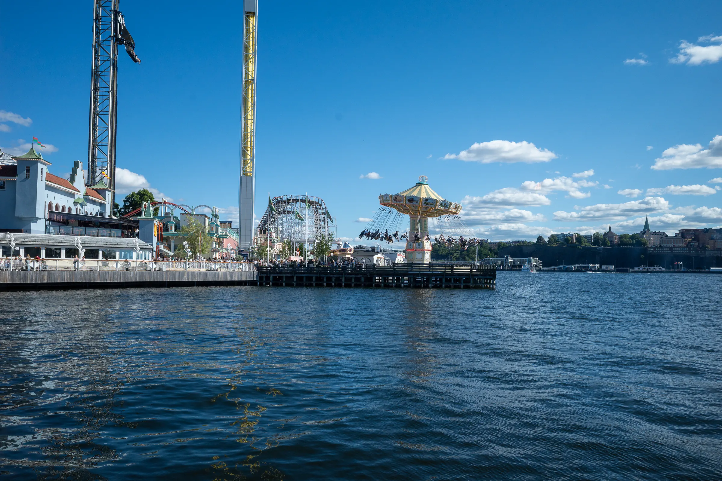 Gröna Lund amusement park seen from the waterfront.