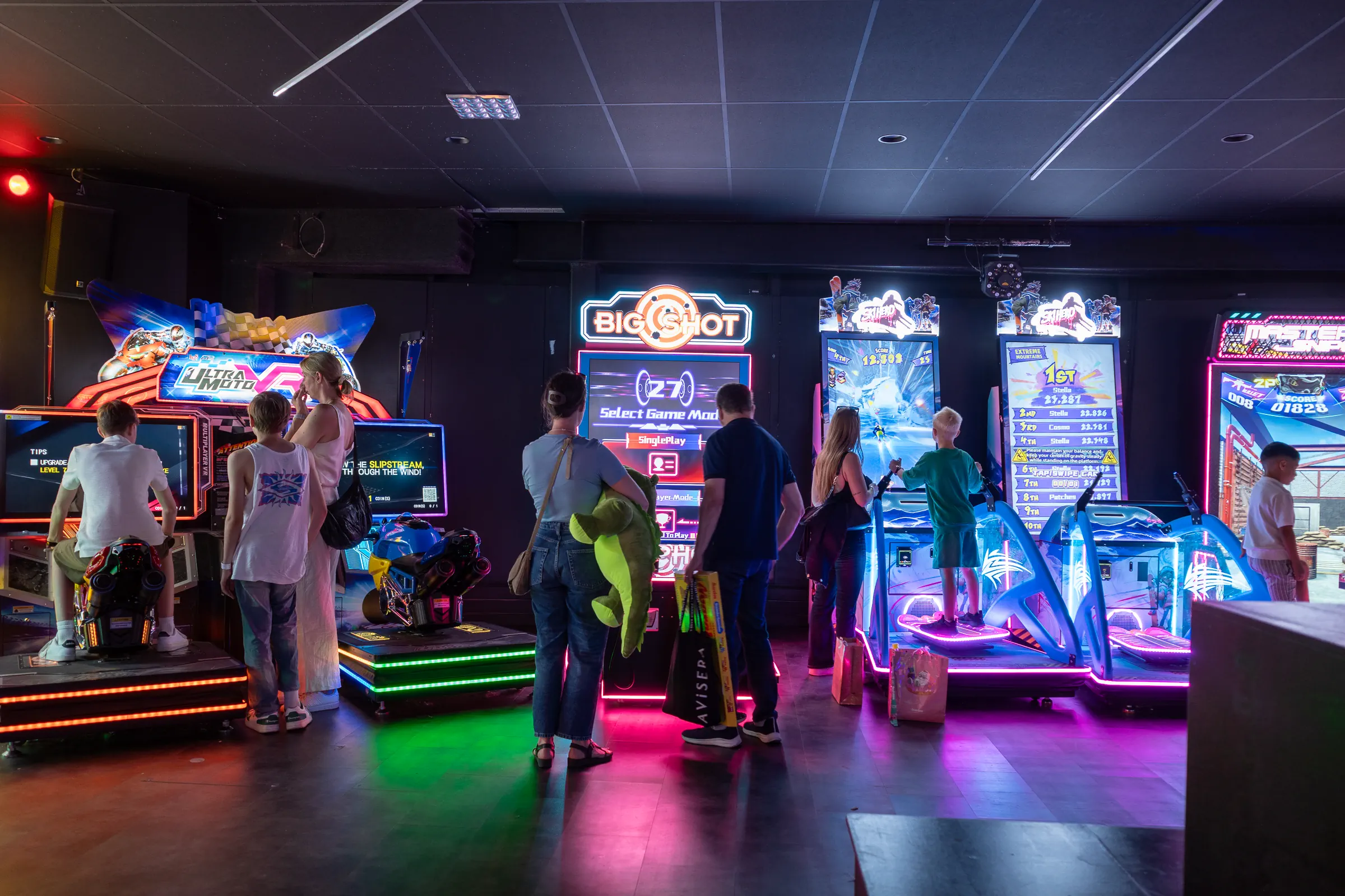 The arcade hall inside Gröna Lund with racing and sports arcade games.
